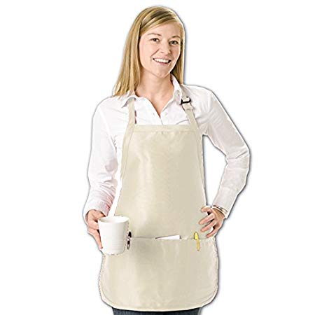 TowelRobes Short Length Apron With Pouch for Kitchen and Restaurants (Natural)