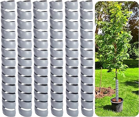 Watayo 6 PCS Tree Trunk Protector- 2 Size Plastic Spiral Tree Guard- Tree Bark Protector Tube Wraps to Protect Saplings Plants from Deer Rabbit Cats Rodents Mowers (Grey)