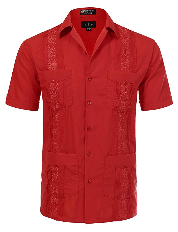 JD Apparel Men's Short Sleeve Cuban Guayabera Shirts