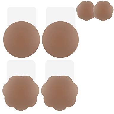 Niidor Nipplecovers Breast Lift Petals Brown Silicone Bra Push up Adhesive Reusable Pasties for Women