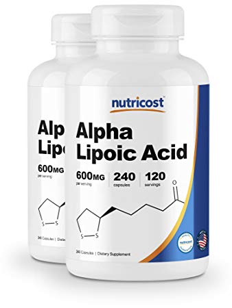 Nutricost Alpha Lipoic Acid - 600mg Serving 240 Caps, (2 Bottles)