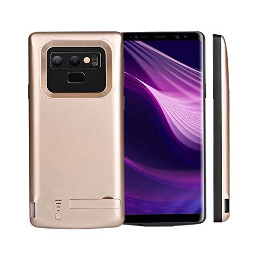Idealforce Samsung Galaxy Note 9 Battery Case,5000mAh External USB Port Power Bank Cover Portable Charger Protective Charging Case with Stealth Bracket for Samsung Galaxy Note 9 (Gold)