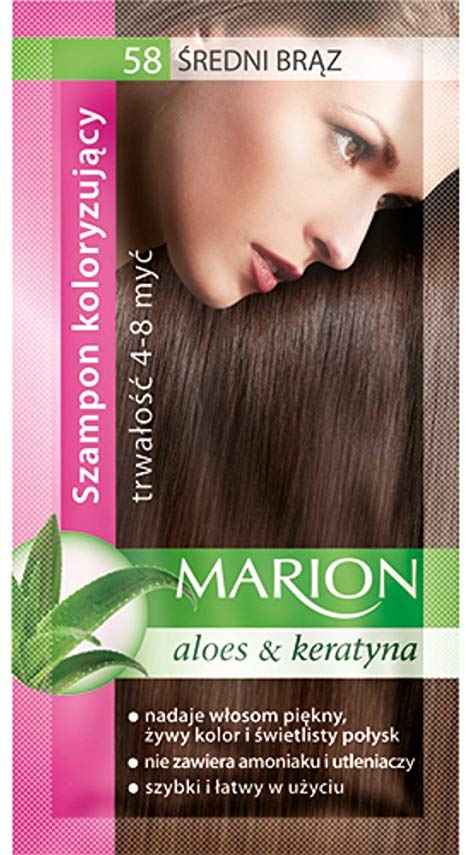 Marion Hair Color Shampoo in Sachet Lasting 4-8 Washes - 58 – Medium Brown