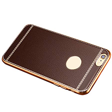 EUNOMIA PU Leather Grain Print Soft TPU Case Cover for iPhone 6 7 Plus Samsung S8 Plus S6 S7 - Dark Brown for Samsung Galaxy S6