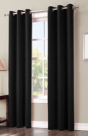 Sun Zero Easton Blackout Energy Efficient Curtain Panel, 40" x 63", Black