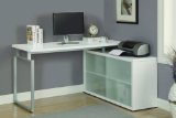 Monarch Hollow-Core L Shaped Desk with Frosted Glass White