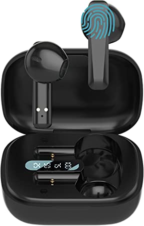 Wireless Earbuds, Bluetooth Headphones, Wireless Headphones with Noise Canceling Microphone and Charging Case, Power Display, Immersive Deep Bass Air Buds for iPhone/Android/Samsung