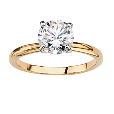 Palm Beach Jewelry 18K Yellow Gold Plated Round Cubic Zirconia Solitaire Engagement Ring