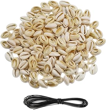 160 PCS Natural Cut Cowrie Shell Beads with Big Hole Open Back Oval Spiral Shells for Bracelets, Necklaces, Anklets, Jewelry Making Accessories