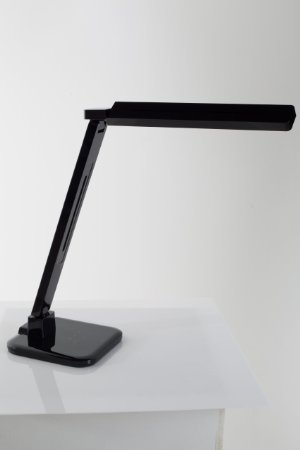 Lightblade 1500S by Lumiy Black with Pivoting Head Ultra Bright LED Desk Light Table Lamp with Captive Touch Controls for Brightness and Color Temperature USB Charging for Smart Phone 1 Hour Time Pivoting Head