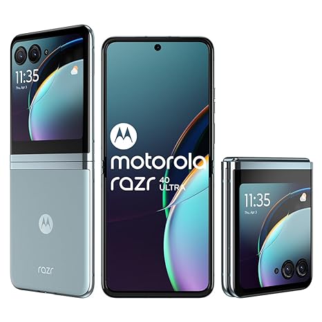 Motorola razr 40 Ultra (Glacier Blue, 8GB RAM, 256GB Storage) | 3.6" External AMOLED Display | 6.9" AMOLED 165Hz Display | 32MP Selfie Camera |30W TurboPower Charging | Android 13