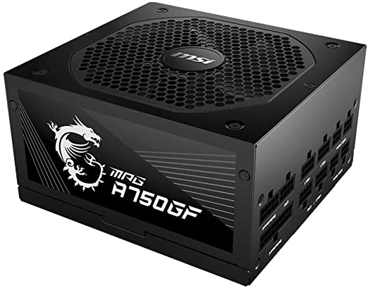 MSI MPG A750GF EU Plug PSU 750 W, 80 Plus Gold Certified, Fully Modular, 100% Japanese Capacitor, Flat Cables, ATX Power Supply Unit, EU Powercord, Black, Support Latest GPU