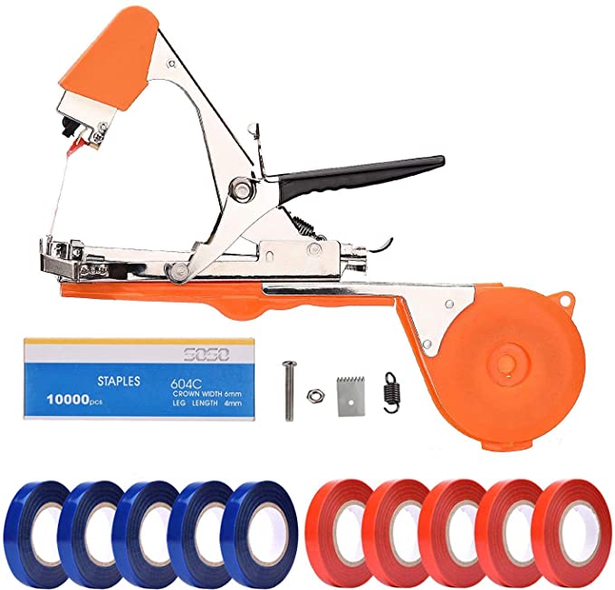Scancom UK Ltd Plant Tying Machine Tapener Tool, for Grapes Tomatoes Raspberries and Vining Vegetables, Comes with Plant Tapes Staples and Replacement