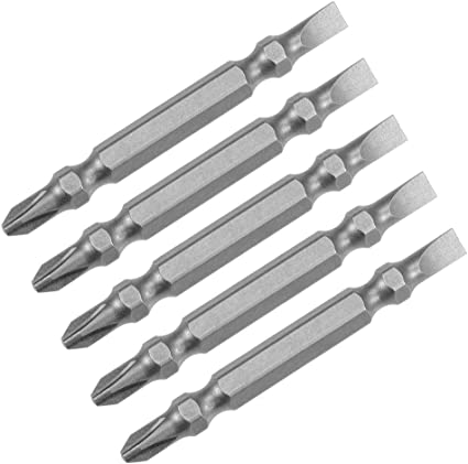 uxcell 5 Pcs PH2/SL5 Magnetic Double Ended Screwdriver Bits, 1/4 Inch Hex Shank 2.56-inch Length S2 Power Tool