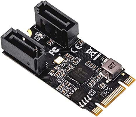 IO Crest M.2 22x42 to SATA III 2 Ports Adapter Card (Jmicro Chipset), Add Two SATA 3.0 Devices to Any M.2 2242 Slot