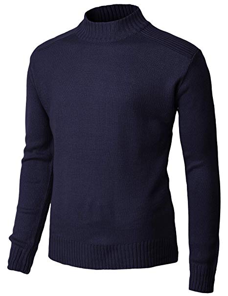 H2H Mens Slim Fit Turtleneck Pullover Sweaters Basic Designed Ribbed Thermal Shirts