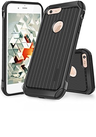 iPhone 7 Case,VANCLE Hybrid Dual Layer Full Body Protective Cover Unique Back Texture Design Ultimate Flexible Bumper Drop Heavy Duty Protection Case for Apple iPhone 7 (Black)