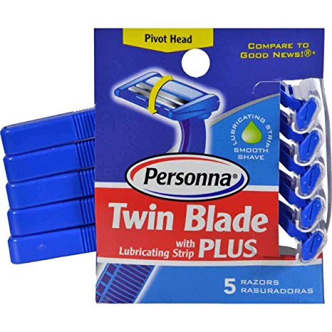 Personna Twin Blade Plus Razor with Lubricating Strip 5 Ct