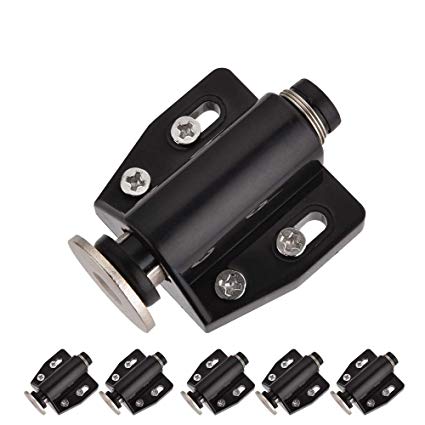 JQK Magnetic Touch Latch, Black Cabinet Drawer Magnet Catch (6 Pack), HCC500-P6