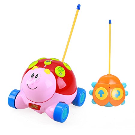 Holy Stone Cartoon Ladybug RC Car with Music and Lights Electric Radio Control Toy for Baby Toddlers Kids Children