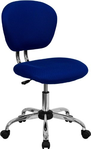 Flash Furniture H-2376-F-BLUE-GG Mid-Back Blue Mesh Task Chair with Chrome Base