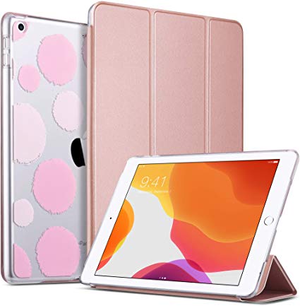 ULAK iPad 7th Generation Case, iPad 10.2 2019 Case, Slim Lightweight Trifold Smart Shell with Translucent Frosted Back Auto Sleep/Wake Premium Shockproof Cover for iPad 10.2 inch, Rose Gold