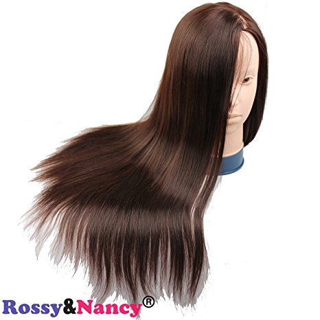 Rossy&Nancy Cosmetology Mannequin Manikin Training Head with Brown Synthetic Hair for Practice and Make Up