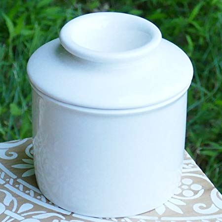 Cottage Creek - Porcelain Butter Keeper, Butter Crock, Covered White French Butter Dish - Housewarming Gifts - Kitchen Helper
