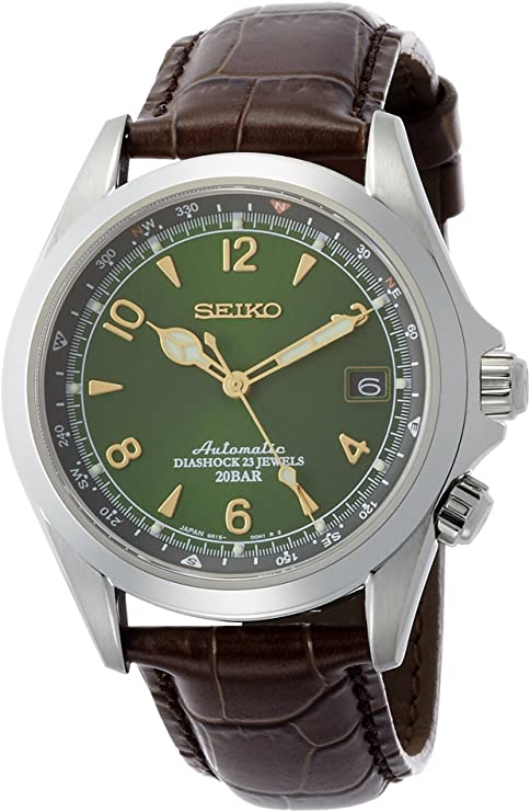 Seiko Men's Stainless Steel Japanese-Automatic Watch with Leather Calfskin Strap, Brown, 20 (Model: SARB017)