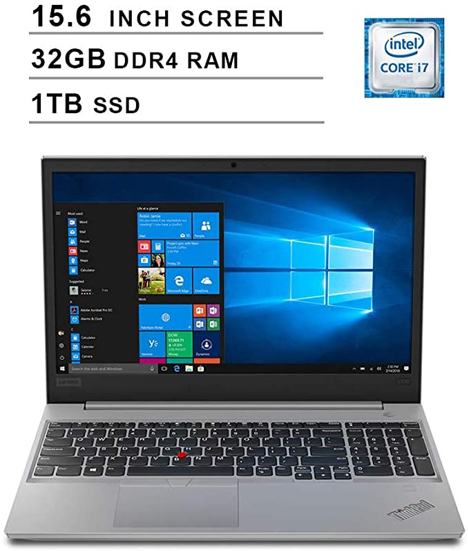 2019 Lenovo Premium ThinkPad E590 15.6 Inch FHD IPS Laptop (Intel Quad-Core i7-8565U up to 4.6 GHz, 32GB RAM, 1TB SSD, Intel UHD ?620, Bluetooth, WiFi, HDMI, Windows 10 Pro) (Silver)