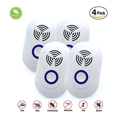 Pest Repeller,Ultrasonic Pest Repellent Plug In with Night Light Eco-Friendly Electronic Pest Control for Insects, Mosquitoes, Cockroaches, Ants, Rodents, Flies, Bugs, Spiders, Mice [4-Pack]