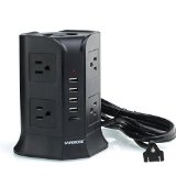 Safemore Outlet with USB Charger Smart 8-Outlet with 4-USB Output Surge Protection Power Strip Socket 4000W 110-250v Worldwide Voltage with AI 5V 10A for iPhone iPad Android Smartphones