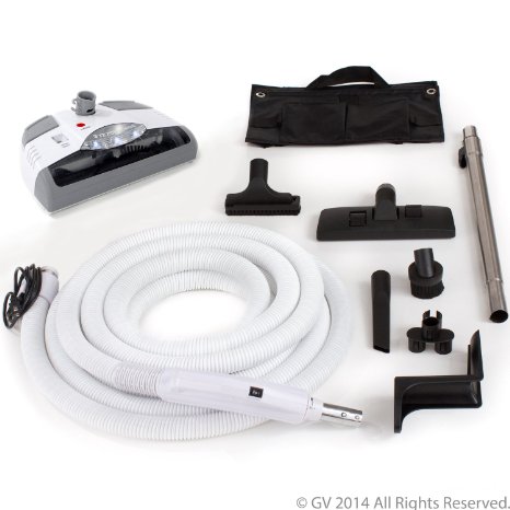 Central Vacuum kit with Power Head 30 foot hose and tools designed for Beam Electrolux Nutone Hayden designs to fit all brands white head