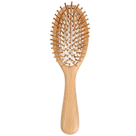 Garcoo Luxury Anti-Static Wooden Oval Paddle Massage Brushes with Wooden Pins | Solid Beech Wood Hairbrush | Wooden Comb for Hair Detangling, Massaging Scalp and Reducing Dandruff