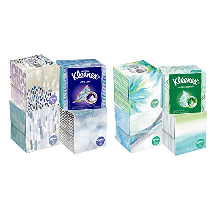 Kleenex Facial Tissue Bundle - Kleenex Soothing Lotion with Aloe & Vitamin E, 4 Cube Boxes and Kleenex Ultra Soft, 4 Cube Boxes (520 Tissues Total)