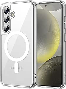 JETech Magnetic Case for Samsung Galaxy S24 5G, Compatible with MagSafe, Shockproof Protective Phone Cover, Non-Yellowing Hard Clear PC Back (Clear)