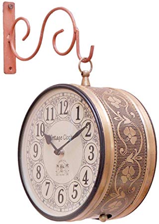 Vintage Clock Double Side Iron Wall Clock / 8 Inches Size / 1 Year Warranty