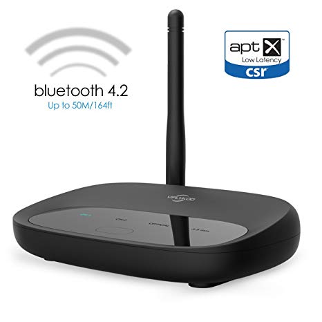 Bluetooth 4.2 Transmitter Receiver, Viflykoo 164ft Long Range 3 in 1 Bluetooth Adapter, aptX Low Latency in Dual Link, Pair 2 in TX & RX Mode, 3.5mm AUX RCA Optical TOSLINK for TV/Home Stereo System