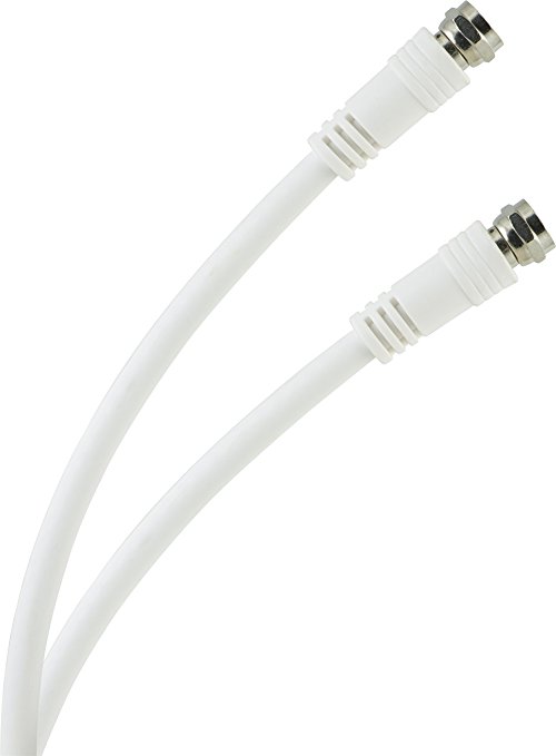GE 73311 15-Feet RG6 Coaxial Video Cable, White, F Type Connections