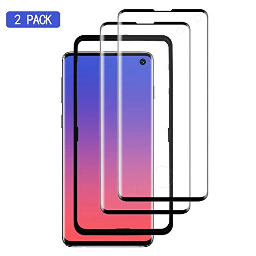MFANZ S10 Screen Protector Glass (2 PACK) (Alignment Frame Tool), S10 Screen Protector Tempered Glass Full Cover/ 3D Curved/Case Friendly/HD Crystal Film for Samsung Galaxy S10