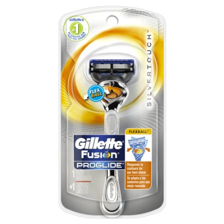 Gillette Fusion Proglide Silvertouch Manual Razor With FlexBall Handle Technology With 1 Razor Blade for Men