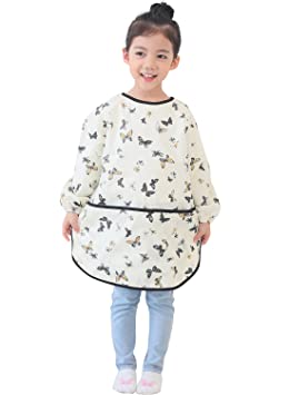 Plie Waterproof Kids Art Smocks 37 Colors (Age 1-10, S-XXL Size), Butterfly Print (38-S)