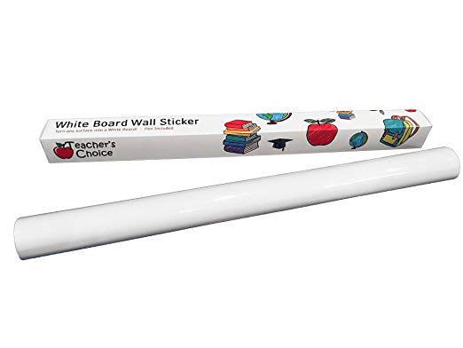 Teacher's Choice Self-Adhesive Whiteboard Wall Sticker - Over 6.5 feet Long (78.7” × 17.7”) Pen Included