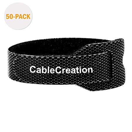 Cable Ties,CableCreation 50PCS Reusable Fastening Organizer Cord/Tie Wrap, Nylon Adjustable Cable Management, 6 inch/Black