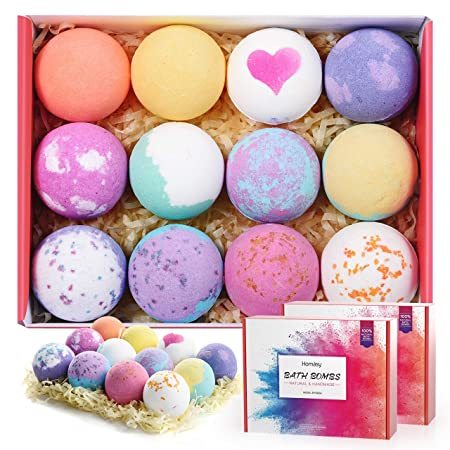 Homasy Bath Bombs, 24 Pcs Bath Bomb Gift Set Rich in Essential Oils, Shea Butter, Sea Salt, SPA Bubble Fizzies for Kids, Women, Mom, Girlfriend