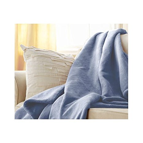 Sunbeam Microplush Throw Camelot Cuddler Heated Electric Warming Heating Blanket, Lagoon Blue