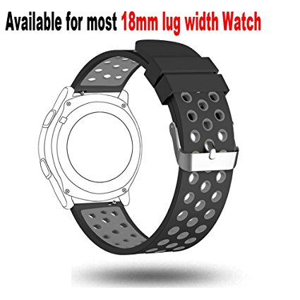 18mm Watch Band-Budesi Soft Silicone Quick Release Wrist Strap for Huawei Watch LG Watch Style and All Other Width 18mm Smart Watch XL Size