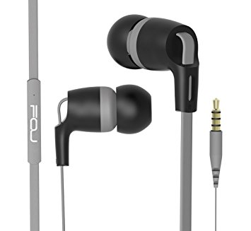 Bass Earphones with Microphone In Ear Headphones with Remote Control Tangle Free Stereo Inline Earbuds (Grey)