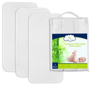 New *NON SLIDE* Bamboo Changing Pad Liners - Longer, Wider, Thicker & Highest Quality Fabric - 26.5" x 13" - 3 Pack - Waterproof, Antibacterial, Hypoallergenic, Machine Wash & Dry - By Nursery Necessities
