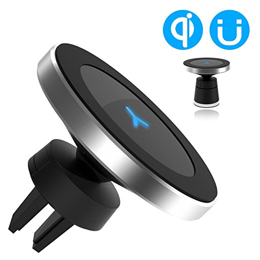 Wannap Magnetic Wireless Qi Cell Phone Charger, put to go series Air Vent Car Charging Mount Holder Cradle Car Wireless Charger for Samsung Galaxy and iPhone, Galaxy S8 Edge S7 S6 LG G6